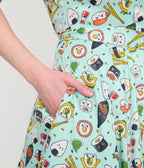 Unique Vintage Mint Sushi Print Shirt Dress - Unique Vintage - Womens, DRESSES, SWING
