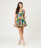 Unique Vintage Multicolor Plaid Cotton Flare Dress - Unique Vintage - Womens, DRESSES, FIT AND FLARE
