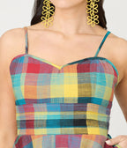 Unique Vintage Multicolor Plaid Cotton Flare Dress - Unique Vintage - Womens, DRESSES, FIT AND FLARE
