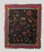 Unique Vintage Mystical Icons Fringe Blanket - Unique Vintage - Womens, ACCESSORIES, GIFTS/HOME