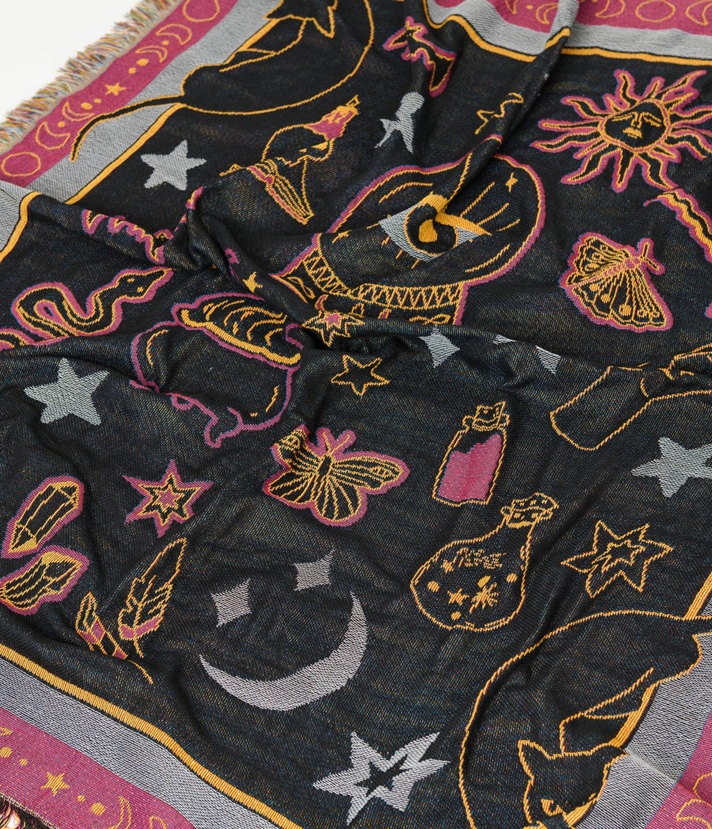 Unique Vintage Mystical Icons Fringe Blanket - Unique Vintage - Womens, ACCESSORIES, GIFTS/HOME