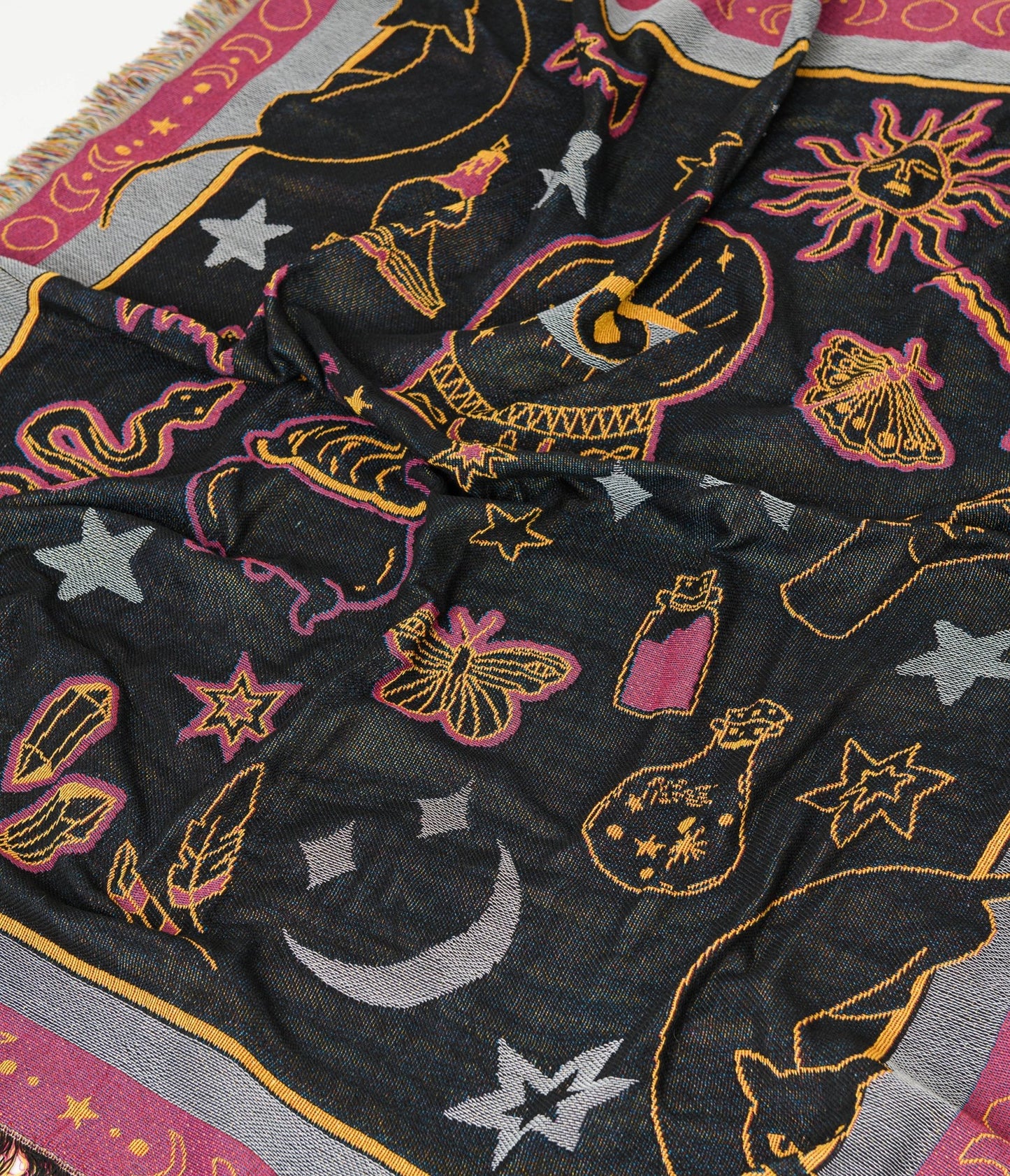 Unique Vintage Mystical Icons Fringe Blanket - Unique Vintage - Womens, ACCESSORIES, GIFTS/HOME