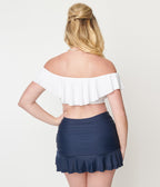 Unique Vintage Navy Blue Skirted High Waist Alice Swim Bottoms - Unique Vintage - Womens, SWIM, BOTTOM