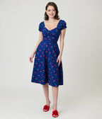 Unique Vintage Navy & Cherries Ohara Swing Dress - Unique Vintage - Womens, DRESSES, SWING