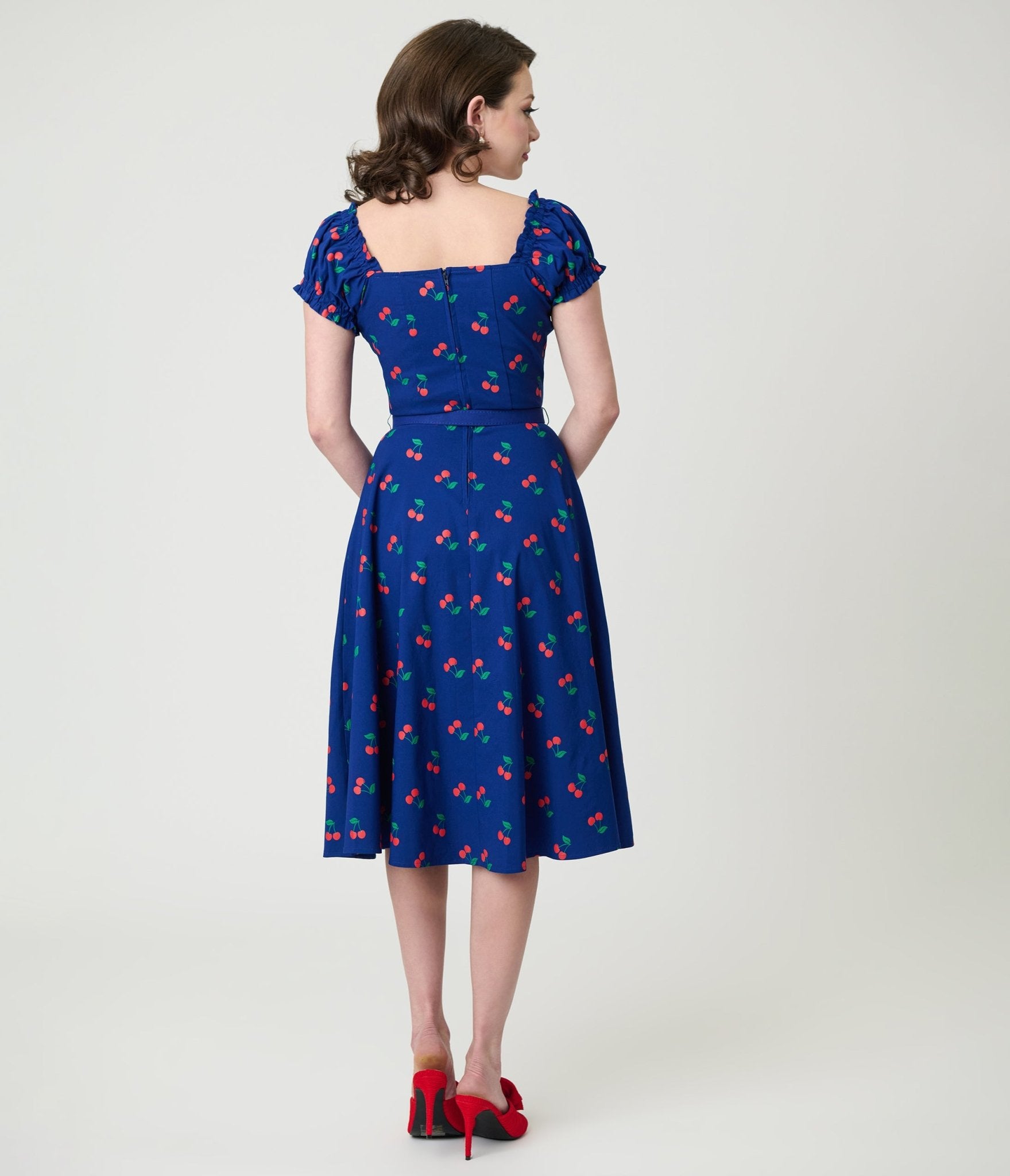 Unique Vintage Navy & Cherries Ohara Swing Dress - Unique Vintage - Womens, DRESSES, SWING
