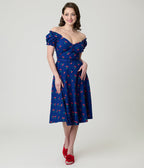Unique Vintage Navy & Cherries Ohara Swing Dress - Unique Vintage - Womens, DRESSES, SWING