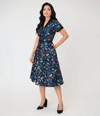 Unique Vintage Navy Creatures Print Alexis Swing Dress - Unique Vintage - Womens, DRESSES, SWING