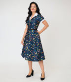Unique Vintage Navy Creatures Print Alexis Swing Dress - Unique Vintage - Womens, DRESSES, SWING