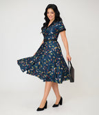 Unique Vintage Navy Creatures Print Alexis Swing Dress - Unique Vintage - Womens, DRESSES, SWING