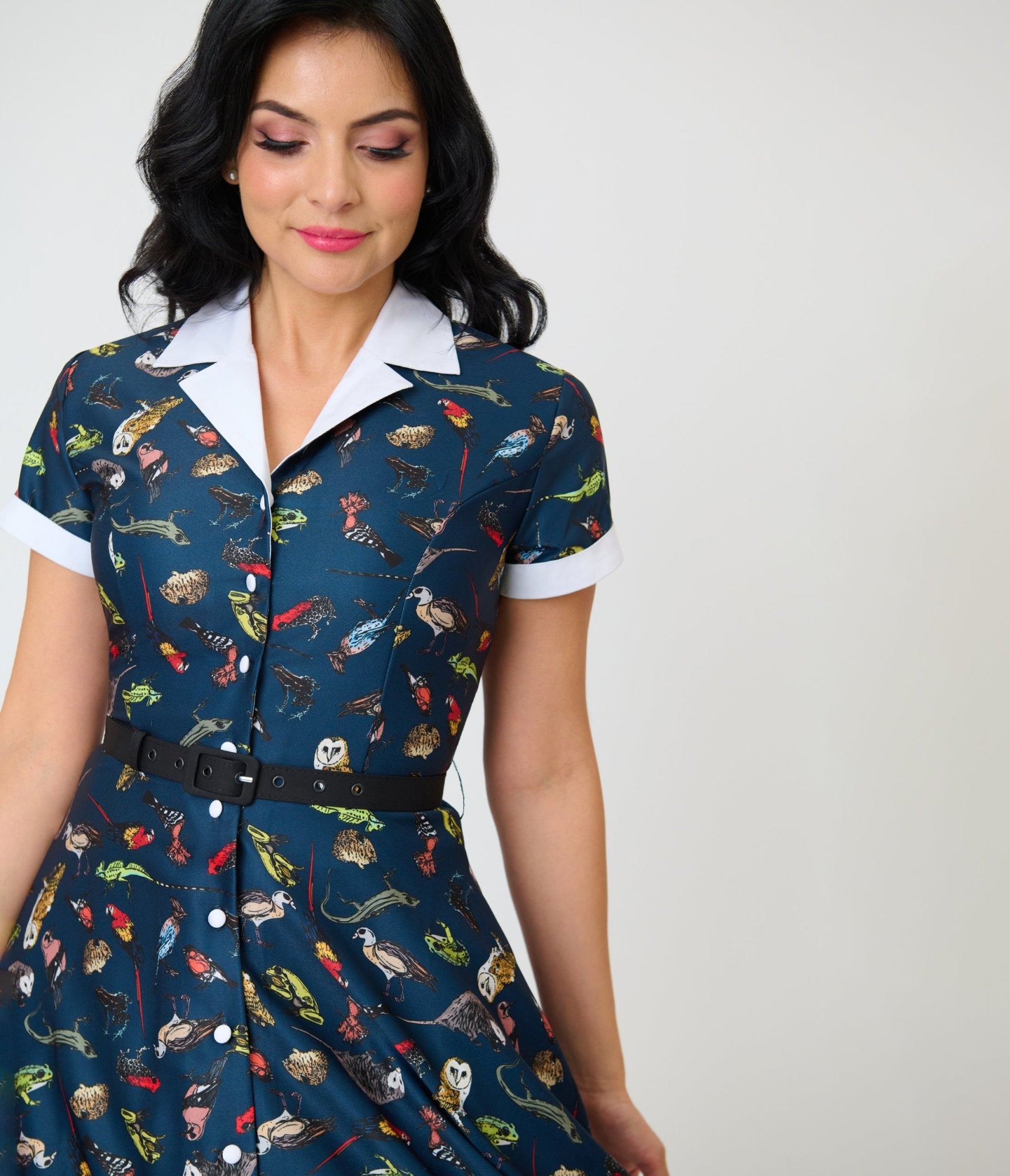 Unique Vintage Navy Creatures Print Alexis Swing Dress - Unique Vintage - Womens, DRESSES, SWING