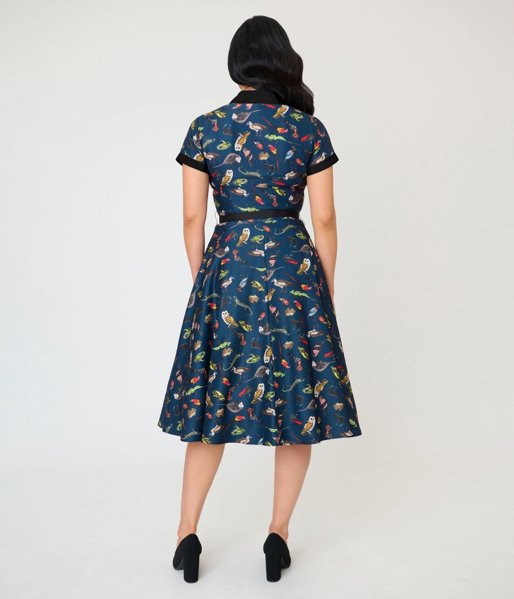 Unique Vintage Navy Creatures Print Alexis Swing Dress - Unique Vintage - Womens, DRESSES, SWING