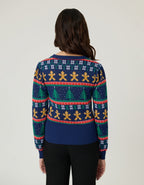 Unique Vintage Navy & Gingerbread Men Fair Isle Sweater - Unique Vintage - Womens, TOPS, SWEATERS