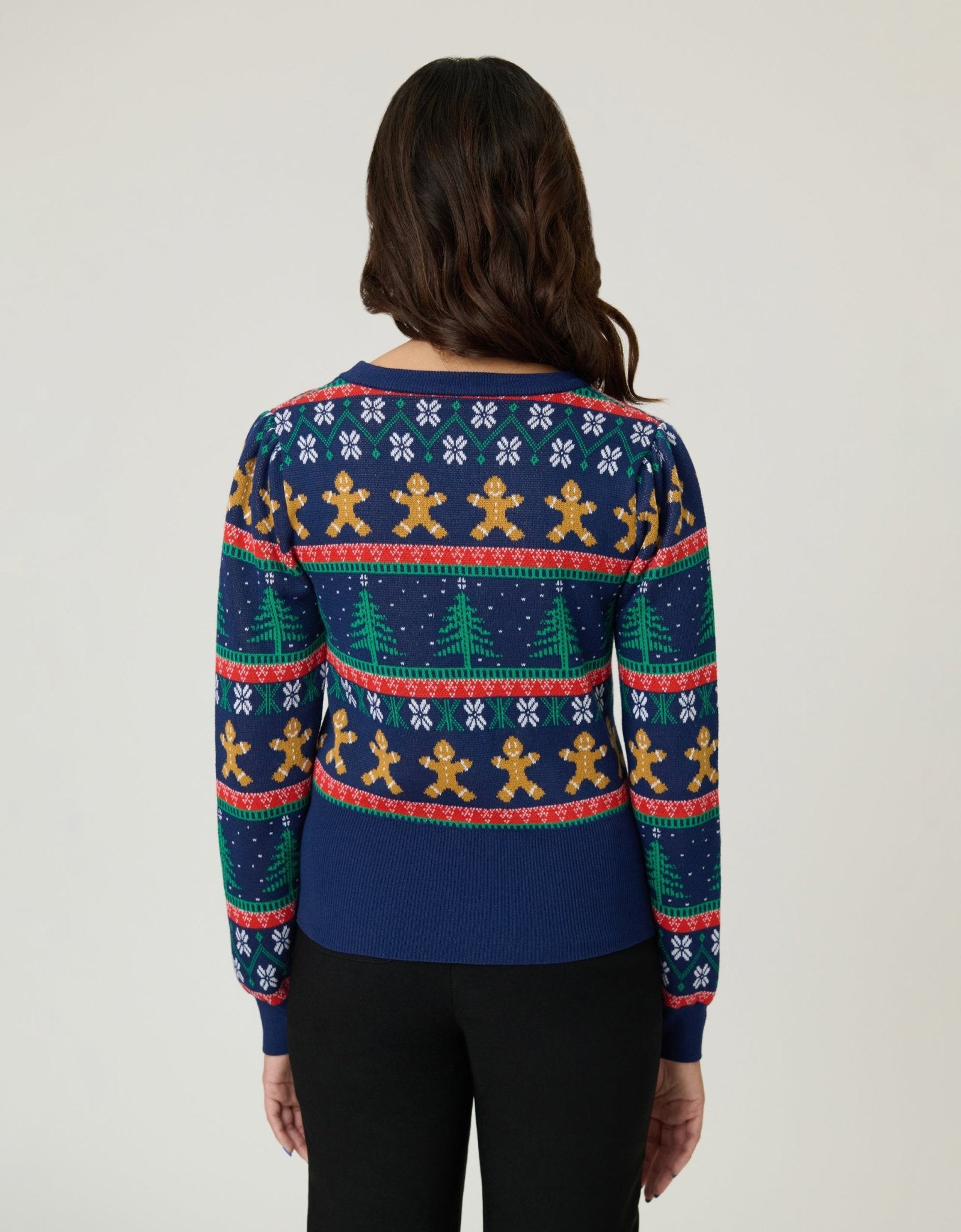 Unique Vintage Navy & Gingerbread Men Fair Isle Sweater - Unique Vintage - Womens, TOPS, SWEATERS