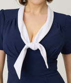 Unique Vintage Navy Holloway Wiggle Dress - Unique Vintage - Womens, DRESSES, WIGGLE