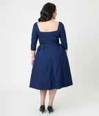 Unique Vintage Navy Lamar Swing Dress - Unique Vintage - Womens, DRESSES, SWING