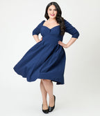 Unique Vintage Navy Lamar Swing Dress - Unique Vintage - Womens, DRESSES, SWING