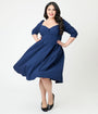Unique Vintage Navy Lamar Swing Dress
