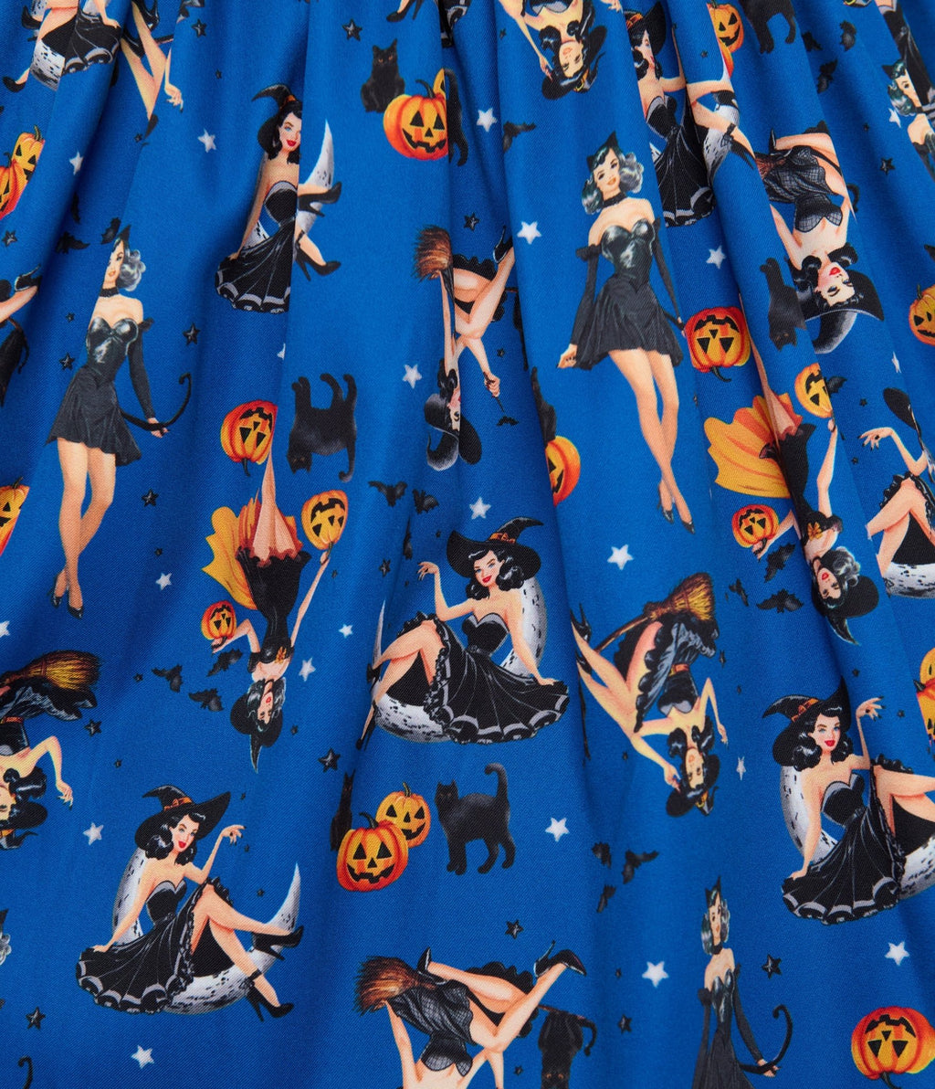 Unique Vintage Navy Pinup Witch Rachel Swing Dress - Unique Vintage - Womens, DRESSES, SWING