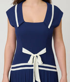 Unique Vintage Navy Pleated Flapper Day Dress - Unique Vintage - Womens, FLAPPER, DRESSES