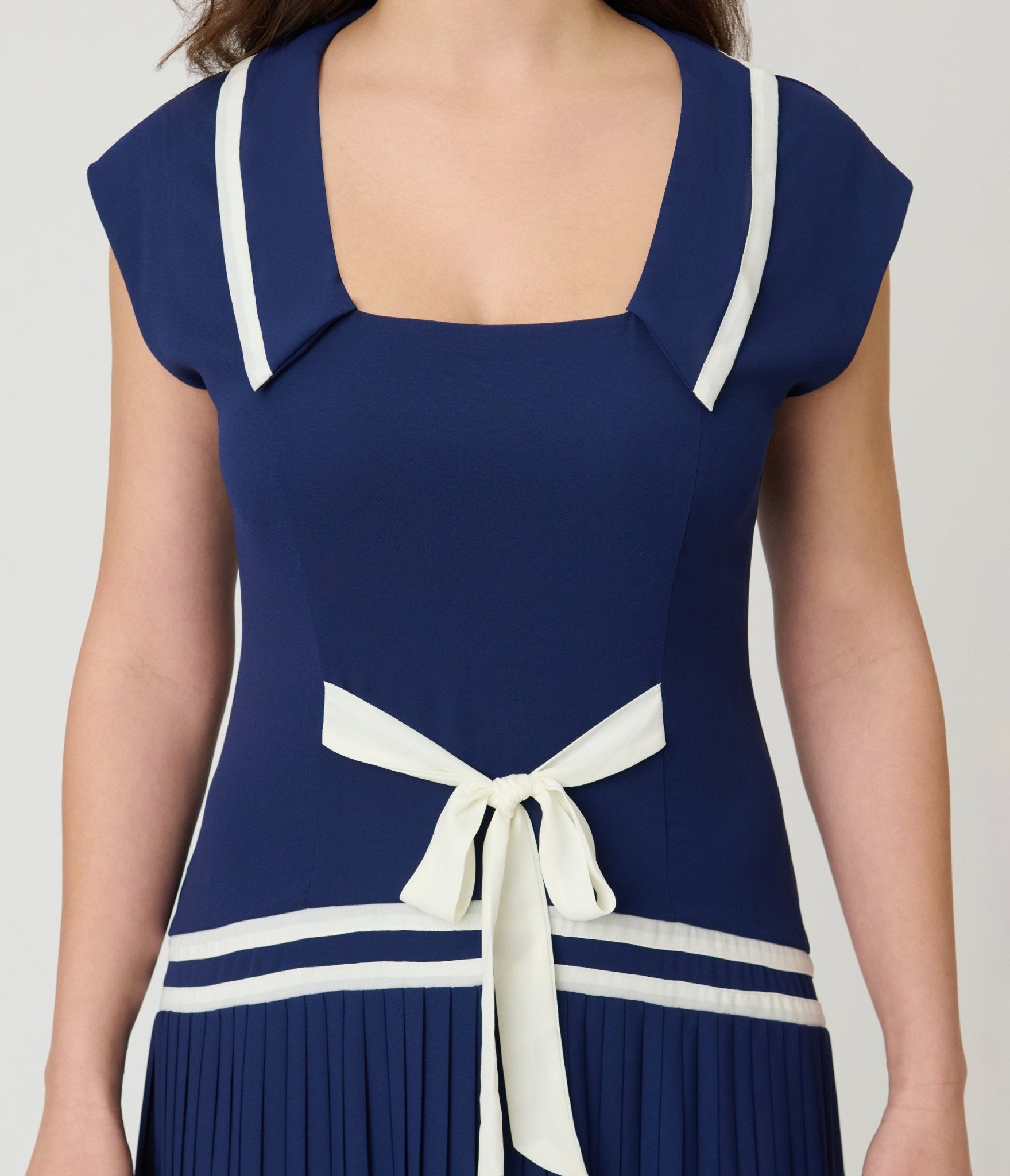 Unique Vintage Navy Pleated Flapper Day Dress - Unique Vintage - Womens, FLAPPER, DRESSES