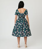 Unique Vintage Navy Unicorn Print Cotton Swing Dress - Unique Vintage - Womens, DRESSES, SWING