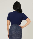Unique Vintage Navy & White Cable Knit Neck Tie Park City Sweater - Unique Vintage - Womens, TOPS, SWEATERS