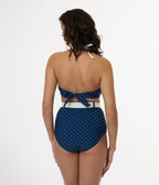 Unique Vintage Navy & White Pin Dot Belted Swim Bottoms - Unique Vintage - Womens, SWIM, BOTTOM