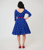 Unique Vintage Navy & White Star Devon Swing Dress - Unique Vintage - Womens, DRESSES, SWING