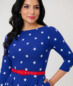 Unique Vintage Navy & White Star Devon Swing Dress - Unique Vintage - Womens, DRESSES, SWING