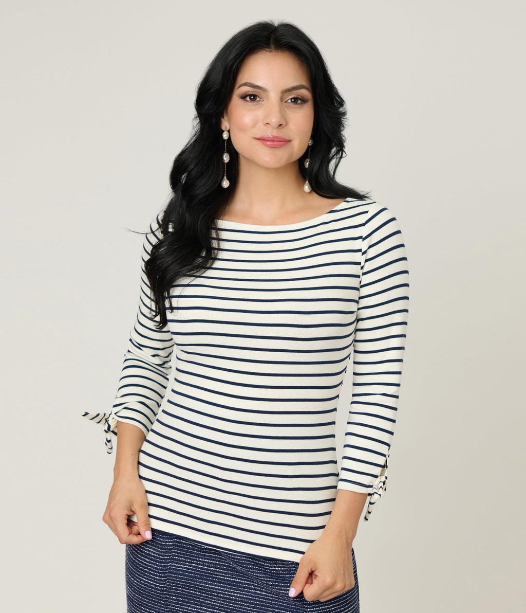Unique Vintage Navy & White Stripe Gracie Top - Unique Vintage - Womens, TOPS, KNIT TOPS