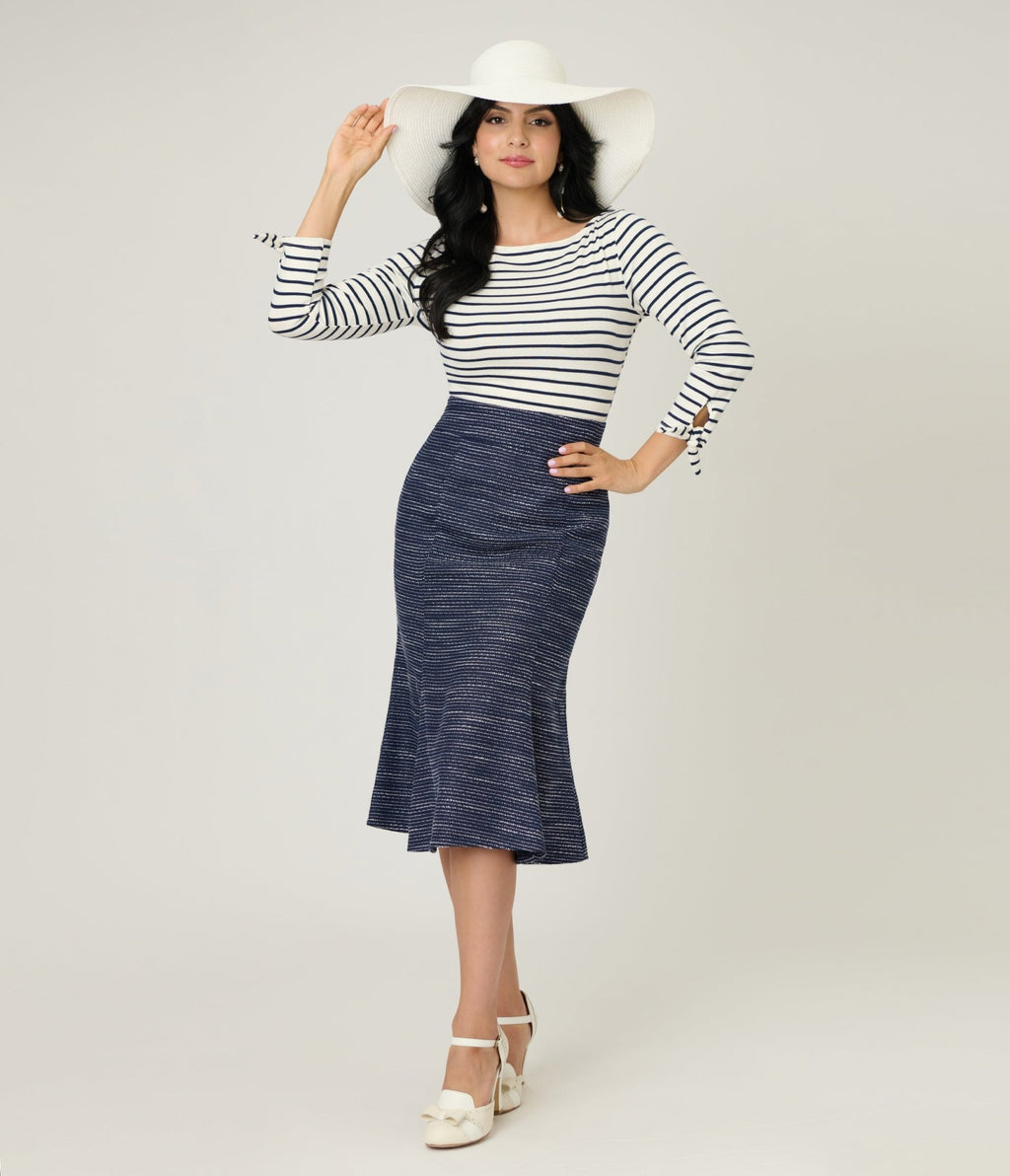 Unique Vintage Navy & White Stripe Gracie Top - Unique Vintage - Womens, TOPS, KNIT TOPS