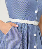 Unique Vintage Navy & White Stripe Shirt Swing Dress - Unique Vintage - Womens, DRESSES, SWING