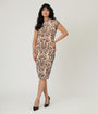 Unique Vintage Nude & Black Burnout Velvet Holly Wiggle Dress