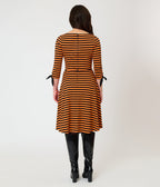 Unique Vintage Orange & Black Stripe Knit Nikki Swing Dress - Unique Vintage - Womens, DRESSES, SWING