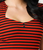 Unique Vintage Orange & Black Stripe Pentagon Collar Knit Top - Unique Vintage - Womens, TOPS, KNIT TOPS