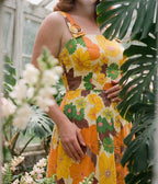 Unique Vintage Orange Floral Picnic Perfect Midi Dress - Unique Vintage - Womens, DRESSES, MIDI