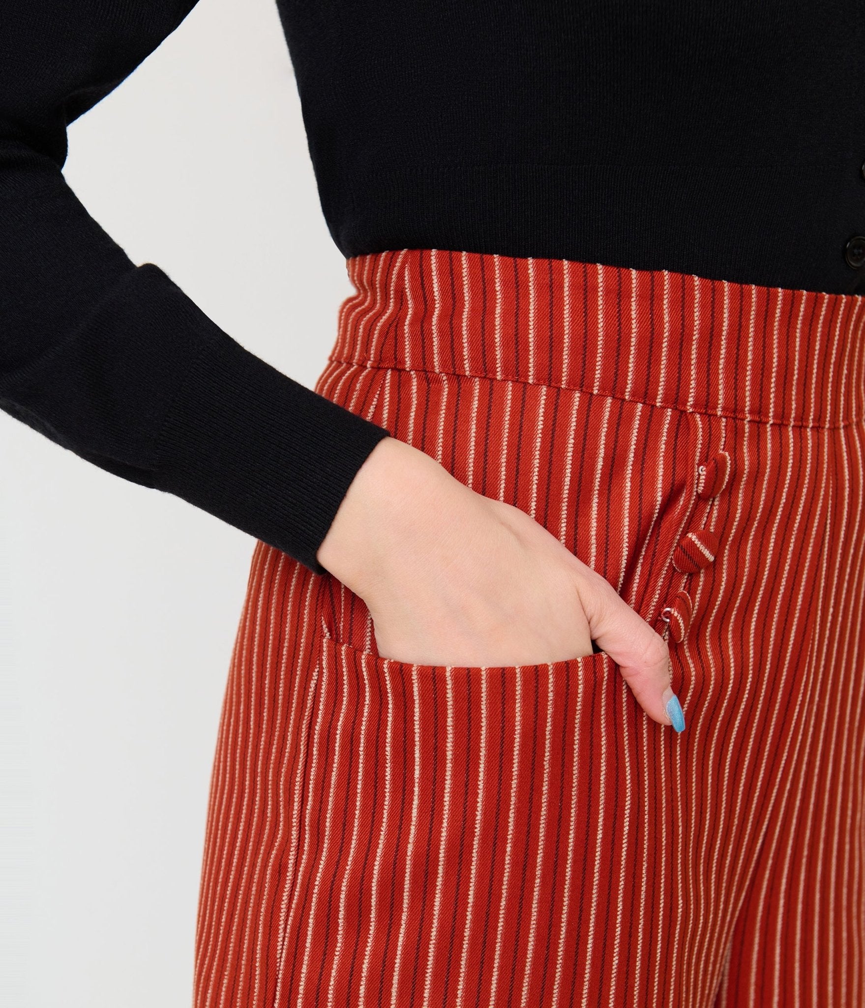 Unique Vintage Orange Pinstripe Sailor Ginger Pants - Unique Vintage - Womens, BOTTOMS, PANTS