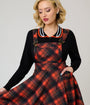 Unique Vintage Orange Plaid Brionne Pinafore Skirt