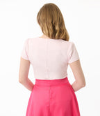 Unique Vintage Pale Pink Pentagon Collar Knit Top - Unique Vintage - Womens, TOPS, KNIT TOPS