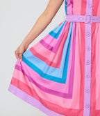 Unique Vintage Pastel Purple & Blue Stripe Sleeveless Button Swing Dress - Unique Vintage - Womens, DRESSES, SWING