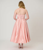 Unique Vintage Peach & Cream Strapless Tea Length Gown - Unique Vintage - Womens, DRESSES, PROM AND SPECIAL OCCASION