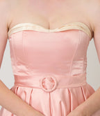 Unique Vintage Peach & Cream Strapless Tea Length Gown - Unique Vintage - Womens, DRESSES, PROM AND SPECIAL OCCASION