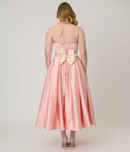 Unique Vintage Peach & Cream Strapless Tea Length Gown - Unique Vintage - Womens, DRESSES, PROM AND SPECIAL OCCASION