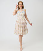 Unique Vintage Periwinkle Bunny Print Rachel Swing Dress - Unique Vintage - Womens, DRESSES, SWING
