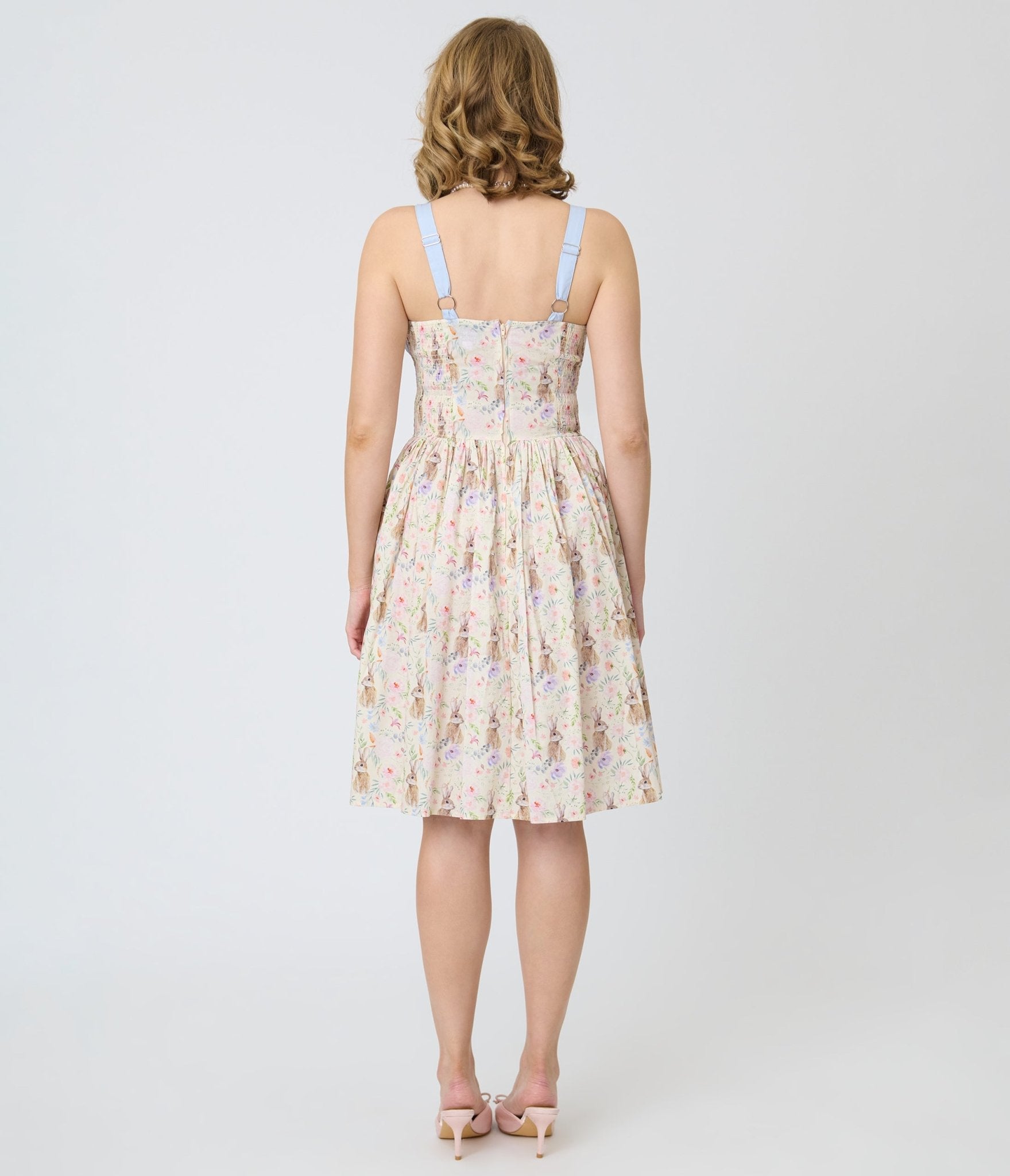 Unique Vintage Periwinkle Bunny Print Rachel Swing Dress - Unique Vintage - Womens, DRESSES, SWING