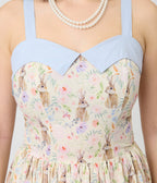 Unique Vintage Periwinkle Bunny Print Rachel Swing Dress - Unique Vintage - Womens, DRESSES, SWING