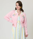 Unique Vintage Pink Chick Embroidered Cardigan - Unique Vintage - Womens, TOPS, SWEATERS