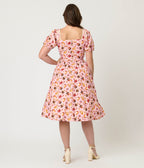 Unique Vintage Pink Fall Treats Print Button Front Swing Dress - Unique Vintage - Womens, DRESSES, SWING