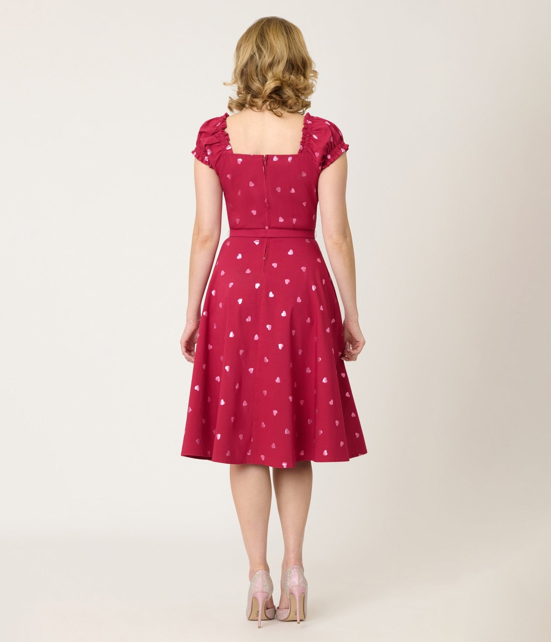 Unique Vintage Pink Heart Ohara Swing Dress