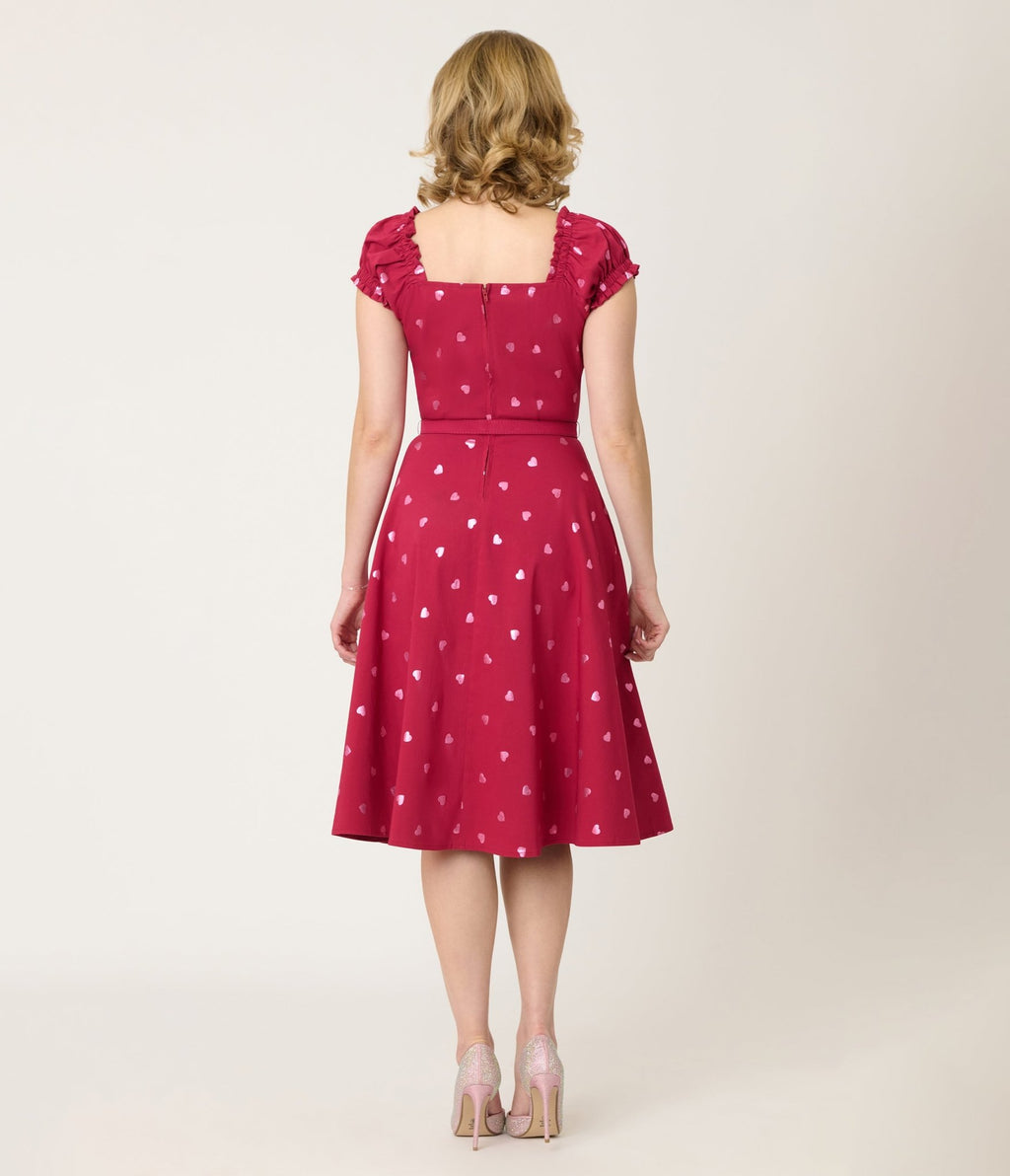 Unique Vintage Pink Heart Ohara Swing Dress - Unique Vintage - Womens, DRESSES, SWING